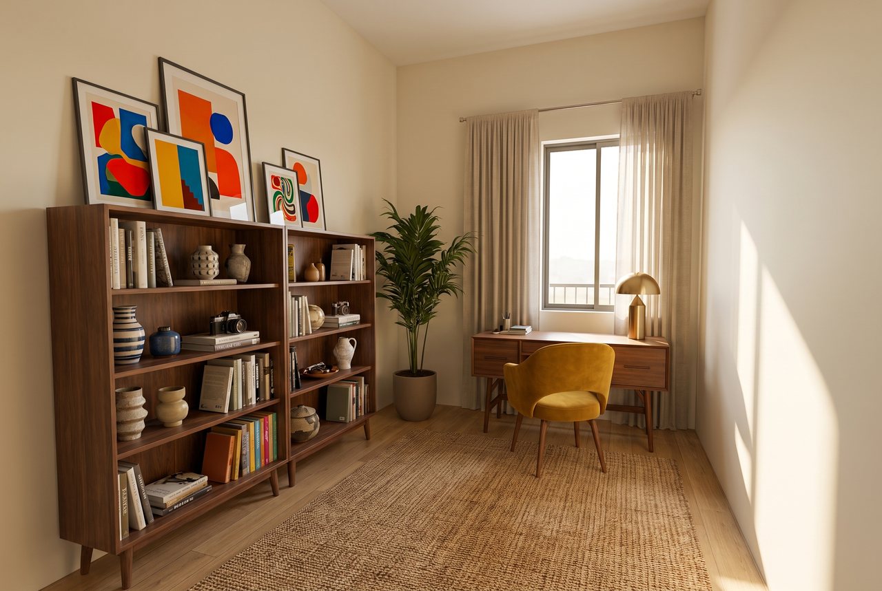 Render di progetto: studio, stile Salotto d'autore.