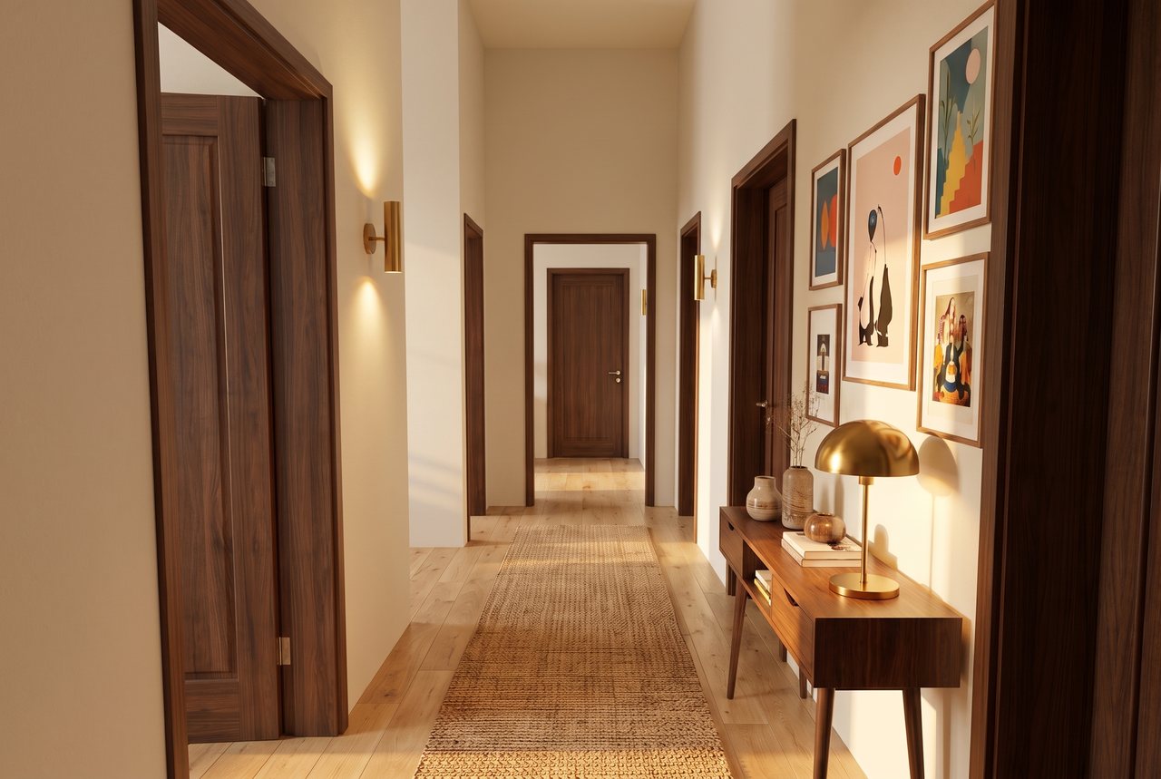 Render di progetto: ingresso, stile Salotto d'autore.