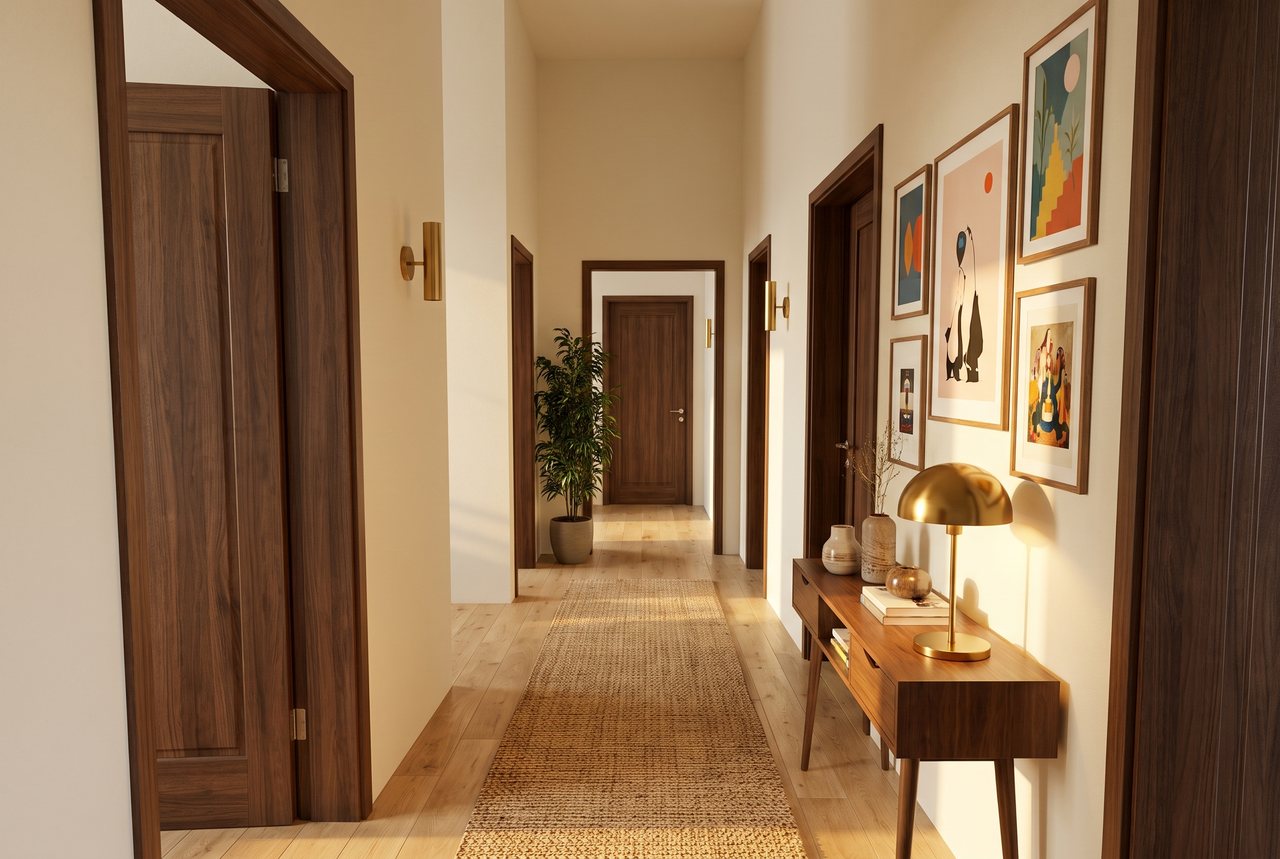 Render di progetto: ingresso, stile Salotto d'autore.